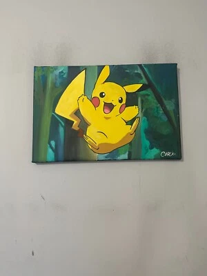 Pikachu Pokémon Art  12" x 18" Pop Art Painting Chris Cargill - Image 1 of 4