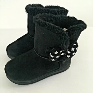 Size 4 GARANIMALS Boots  Infant Girl baby toddler  black suede look material F - Picture 1 of 8