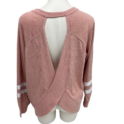 No Boundaries Top Womens XXL 19 Open Back Pullover Varsity Style Pink Pocket - Image 1 of 4
