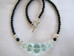 18'' Blue Crystal and Blue Goldstone necklace - Picture 1 of 1