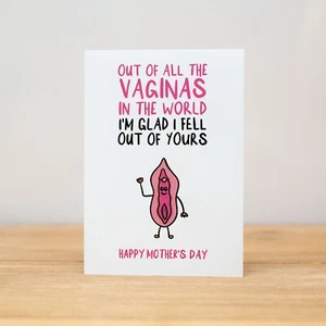 Mother's Day Card - Funny, Out of all the vaginas in the world - Picture 1 of 1