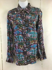 Rock 47 By Wrangler Women’s Multi Color Rhinestone Snap Button Top Sz. S - Picture 1 of 16