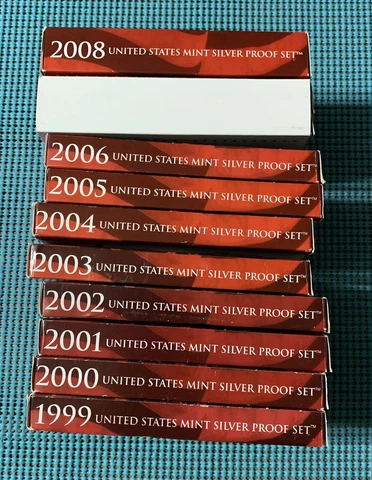 TEN (10) U.S. Mint SILVER PROOF sets - 1999 through 2008 Cover