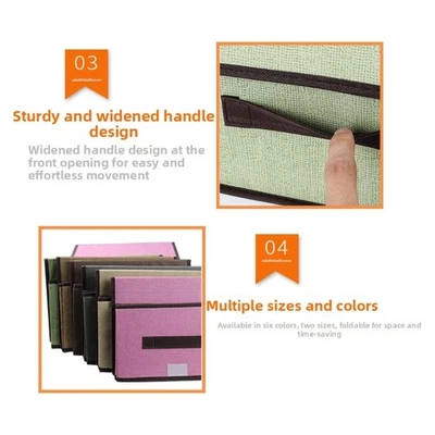 Non Woven Fabric Storage Box Foldable with Dustproof Lid for Clothing and Toys - Image 1 of 4