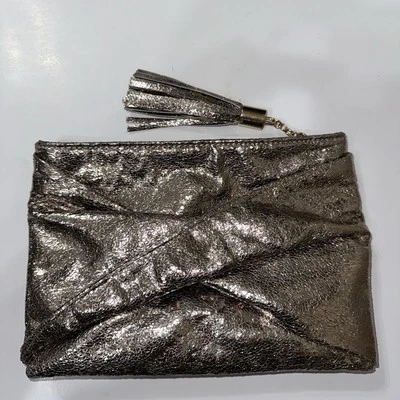 Cato, Metallic Looking Clutch Bag, Tassel, Gold Metallic Hardware, Black Inside - Image 1 of 3