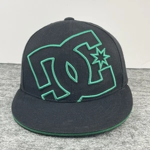 DC Shoes Big Print Hat Cap Black Green Large Logo Size 6 1/2 - 6 7/8 Restored - Picture 1 of 10