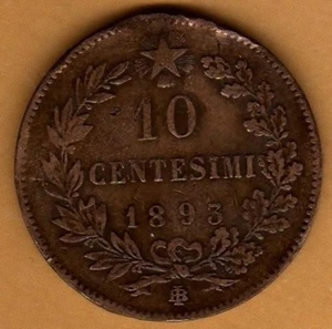 A242: Moneta Coin Regno d'Italia - Umberto I 10 Centesimi 1893 B - Picture 1 of 1