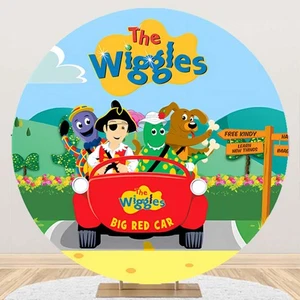 Round The Wiggles Backdrop Kids Birthday Party Circle Photo Background Banner - Picture 1 of 7