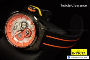 NEW Invicta SPEEDWAY Mens 48mm Quartz ORANGE DIAL Orange Black Tone SS Watch - Picture 1 of 15