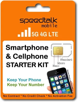 SpeedTalk Mobile Pre-Paid SIM Card Starter Kit – No Contract Wireless Plans...  - Image 1 of 4