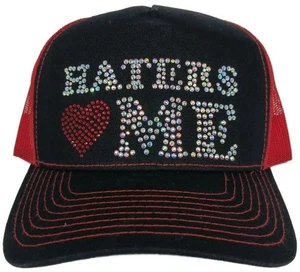 Sombrero Unisex Haters Love Me Diamantes de Imitación - Gorra Trucker con Multicolor Bling Nuevo con Etiquetas - Imagen 1 de 9