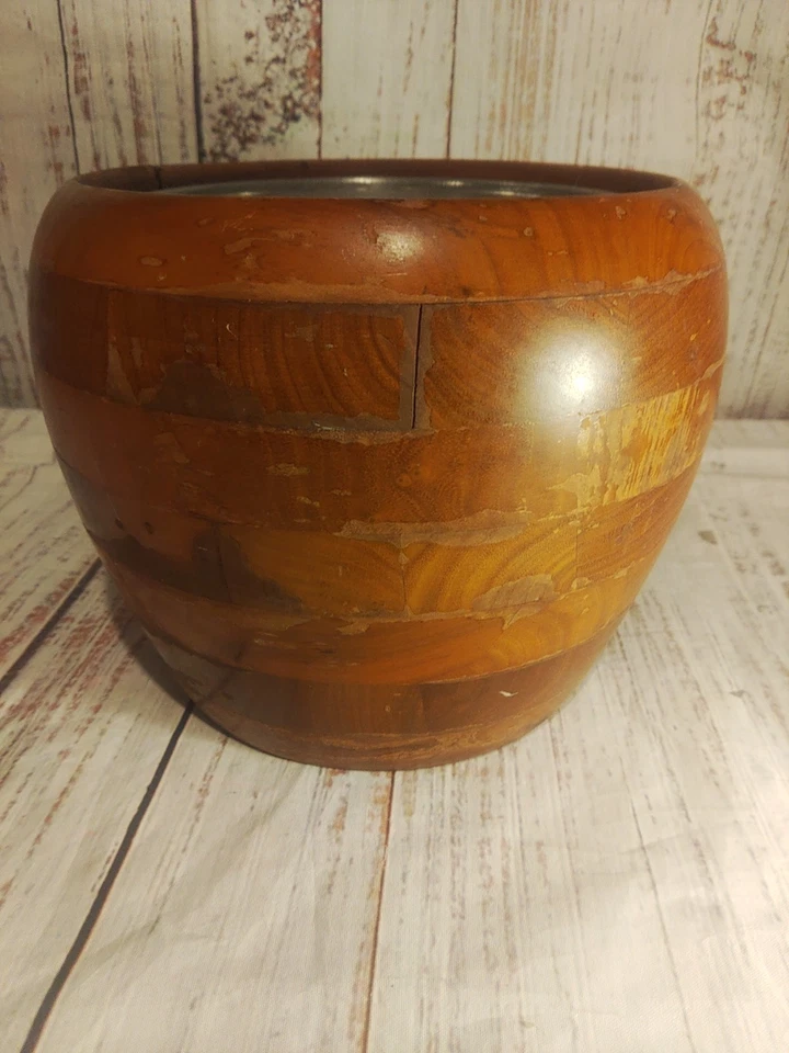 Tigela de nogueira americana sólida vintage 7x8 da Quaker - Imagem 1 de 4