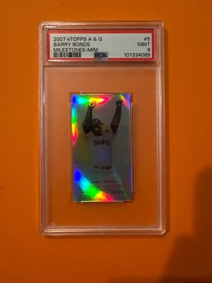 2007 ETOPPS ALLEN & GINTER MILESTONES MINI #5 BARRY BONDS MILESTONES-MINI PSA 9 - Image 1 of 4