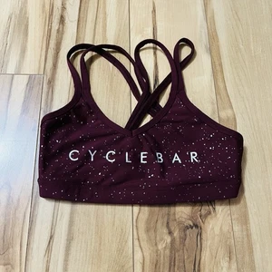 Beyond Yoga Cyclebar Sport BH Gr. XS Burgund Glitzer Kabellos Crossback Ohne Cup - Bild 1 von 5