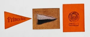 Leder Tabak Aufnäher Princeton University Set - 3 1900er geprägte College Siegel - Bild 1 von 9