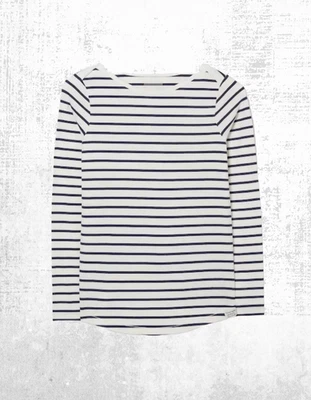 Women’s Fat Face Breton Top Cotton Long Sleeve Navy Cotton Stripe Crew Neck - Image 1 of 4
