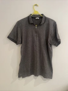 NEXT Mens Grey Zip Neck Polo Shirt Size Medium - Picture 1 of 5