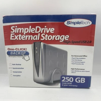 SimpleTech STI-USB235/250 SimpleDrive External Storage 250GB USB 2.0 3.5” - NEW - Image 1 of 4