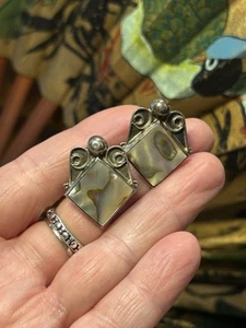 Vintage Sterling Mexiko Abalone Ohrringe mit Schraubverschluss - Bild 1 von 6