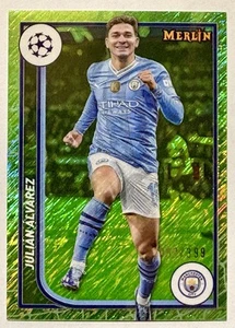 2023-24 Topps Merlin UCC - JULIAN ALVAREZ #76 Neon Green Shimmer /399 - Picture 1 of 3