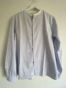 Allsaints Grandad Collar Long Sleeve Shirt Light Blue Size Large Slim Fit - Picture 1 of 13