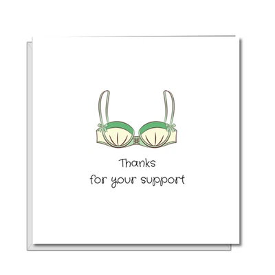 Thank You Card Bridesmaids Card Thanks for your Support Bra Brassier Linge - Image 1 of 4