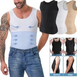 Herren Abnehmen Bauch Kontrolle Kompression Weste Body Shaper Tank Top Unterwäsche - Bild 1 von 21
