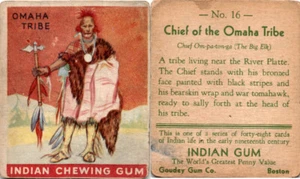 R73 Goudey, Indian Gum, Series 48, 1933, #16 Chielf Of Omaha Tribe, Big Elk - Picture 1 of 1