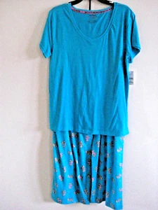 Ladies Pajama Set Pugs Blue 2 Piece Size Large New - Picture 1 of 2
