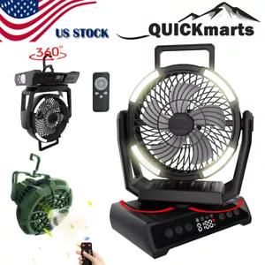 Outdoor Portable Tent Fan LED Light Rechargeable Hanging Camping Lantern +Remote - Picture 1 of 21