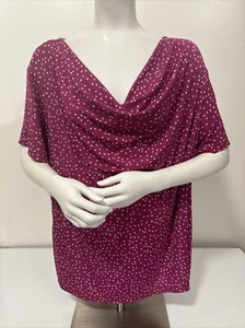 Jaclyn Smith Women's Pink & White Polka Dot Cowl Neck Short Sleeve Top Sz 3X - Picture 1 of 12