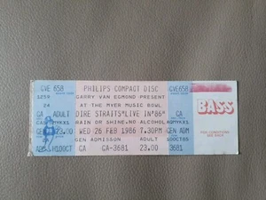 Dire Straights 1986 Concert Ticket Melbourne, unused myers bass vintage music - Picture 1 of 7