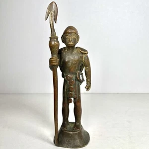 Afrikanische Kunst Stamm Krieger Vintage Messing Bronze Guss Metall Figur Speer 5 Zoll - Bild 1 von 10