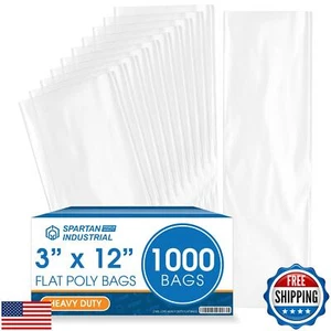 Spartan Industrial - 3” X 12” (1000 Count) 2 Mil Heavy Duty Flat Open End Cle - Picture 1 of 5