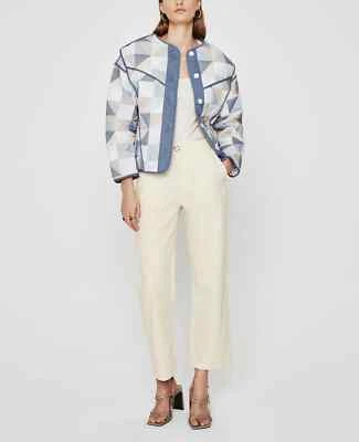 NUEVO CON ETIQUETAS $210 AG The Caden Pantalones de sarga de lino y algodón de pierna ancha BLANCO CREMA Talla 30 Foto 1 de 4