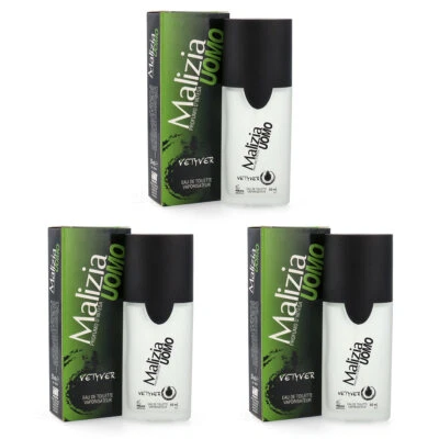 MALIZIA UOMO VETYVER PARFUM Eau de Toilette 3x 50ml vapo klassisch frisch