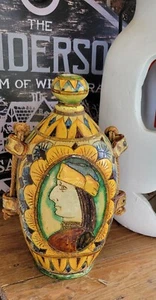 Antique Italy Moljalic Renaissance Design Jug Hand Painted And Hand Etched. - Picture 1 of 9