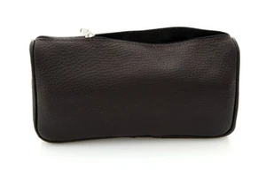 Kosmetiktasche Kulturtasche Kulturbeutel Echtes Leder Farbe Dunkelbraun Neu - Bild 1 von 3