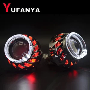 2.5'' Dual LED Angel Eyes H1 HID Bi xenon Projector Lens Car Headlight Retrofit - Picture 1 of 10