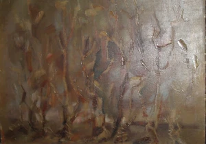 1980 Gran pintura al óleo abstracta europea paisaje - Imagen 1 de 12