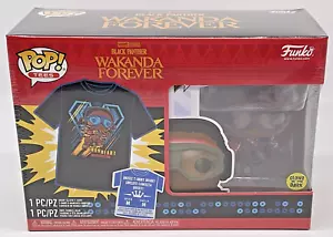 Black Panther Wakanda Forever Funko Pop + Tee Size Medium Glows Marvel - Picture 1 of 11
