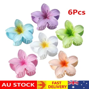 Sisiaipu Hawaiian Flower Hair Clips for Women 6 Pack Flower Hair Claw Clips Plum - Picture 1 of 10