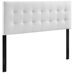 Modway Lily Tufted Faux Leather Upholstered Queen Headboard in White - Picture 1 of 3