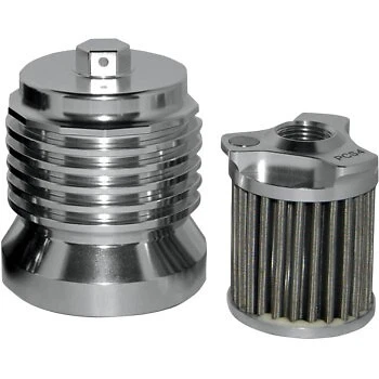 PC Racing Stainless Reusable Spin-On Oil Filter for Harley Twin Cam & Sportster - Image 1 of 2