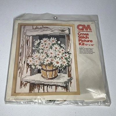 Columbia Minerva NIP Daisies 6711 Stamped Cross Stitch Picture Kit - 12”x16” - Image 1 of 3