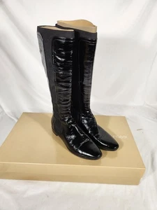 NWB NOS Sergio Rossi Womens Pelle Blade Runner Black Boot Knee High Flat 40/us9 - Picture 1 of 10