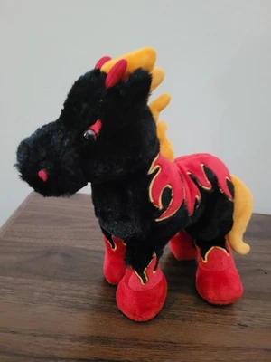 Ganz Webkinz Night Mare Horse 9" HM398 Black Red Flames Fire Plush Toy No Code  - Image 1 of 4