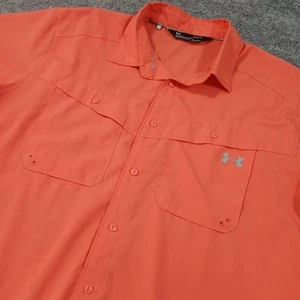 Under Armour ArmourVent korallefarbene Knopfleiste Herren Größe Large Angeln Outdoor - Bild 1 von 11