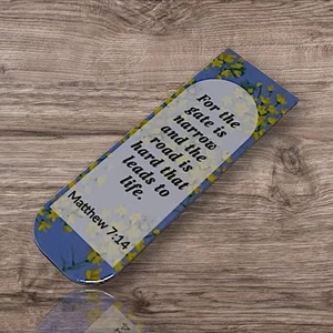 Bible Verse Magnetic Bookmark, Foldable, Double Sided, Multicolor Floral. - Imagen 1 de 9