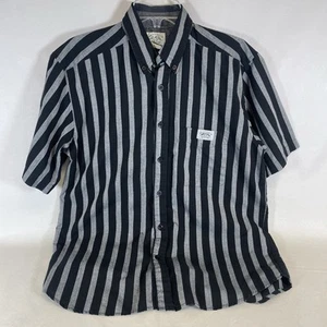 Camisa De Colección Brittania Puntada Única Abotonada Negra y Gris a Rayas - Para Hombre Mediana - Imagen 1 de 9
